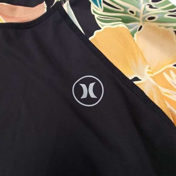 NEW Hurley Long Sleeve Rash Guard Surf Swim Top UPF 50 Womens Small Black Floral - Picture 5 of 8